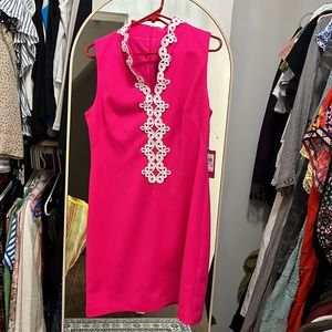 Vince Camuto Swirl Applique Sheath Dress Hot Pink Size 10